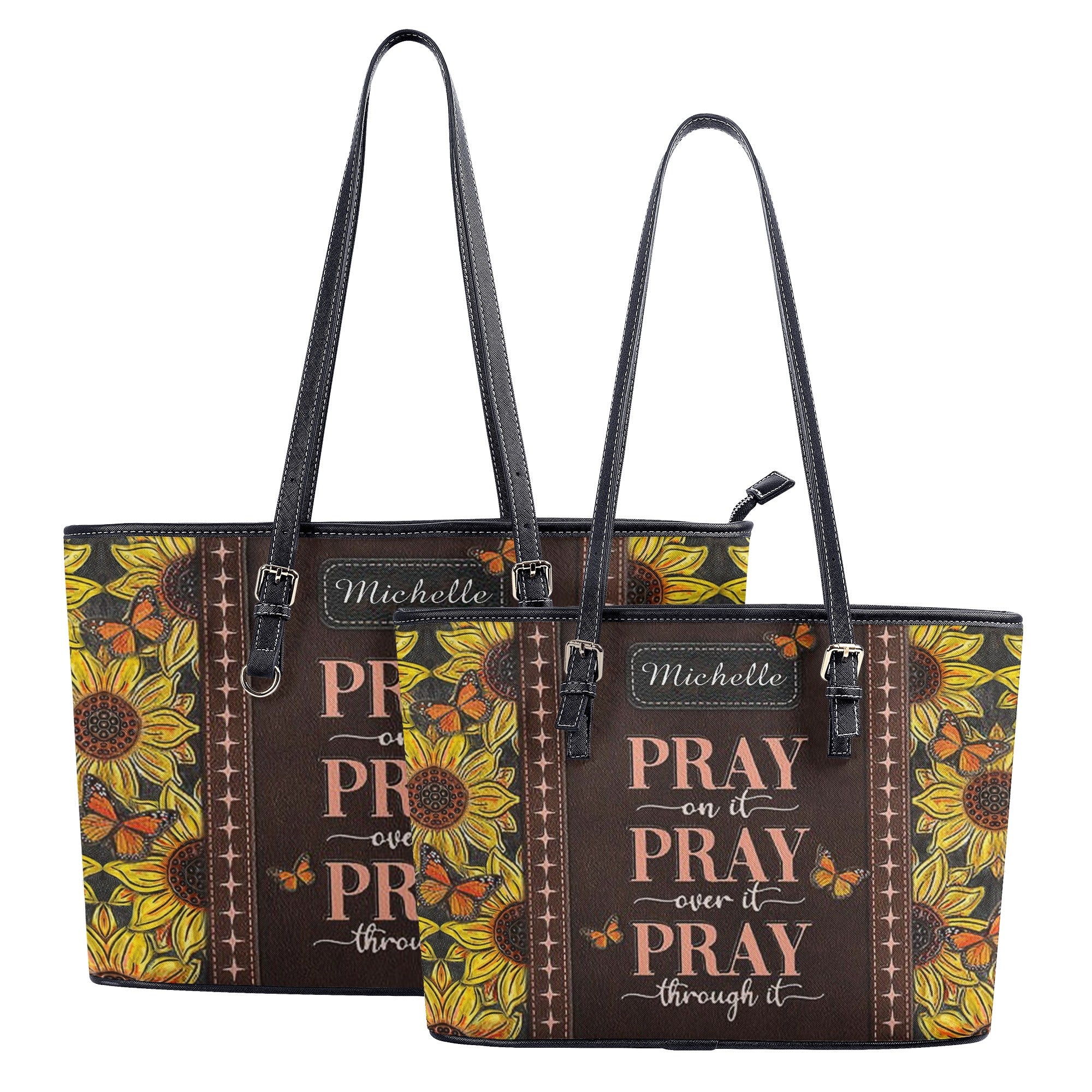 Pray On It Pray Over It Pray Through It Leather Bag, Custom Leather Bag With Bible Verse. BLAF06